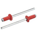 ブラインドリベット アルミニウム オープンエンド フラットラウンドヘッドリベット メタルプレートレザーの結合用 3.2 mm x 7 mm レッド 100個