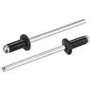 ブラインドリベット アルミニウム オープンエンド フラットラウンドヘッドリベット メタルプレートレザーの結合用 3.2 mm x 7 mm ブラック 200個