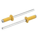 ブラインドリベット アルミニウム オープンエンド フラットラウンドヘッドリベット メタルプレートレザーの結合用 3.2 mm x 9 mm ゴールドトーン 100個