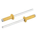 ブラインドリベット アルミニウム オープンエンド フラットラウンドヘッドリベット メタルプレートレザーの結合用 3.2 mm x 11 mm ゴールドトーン 200個