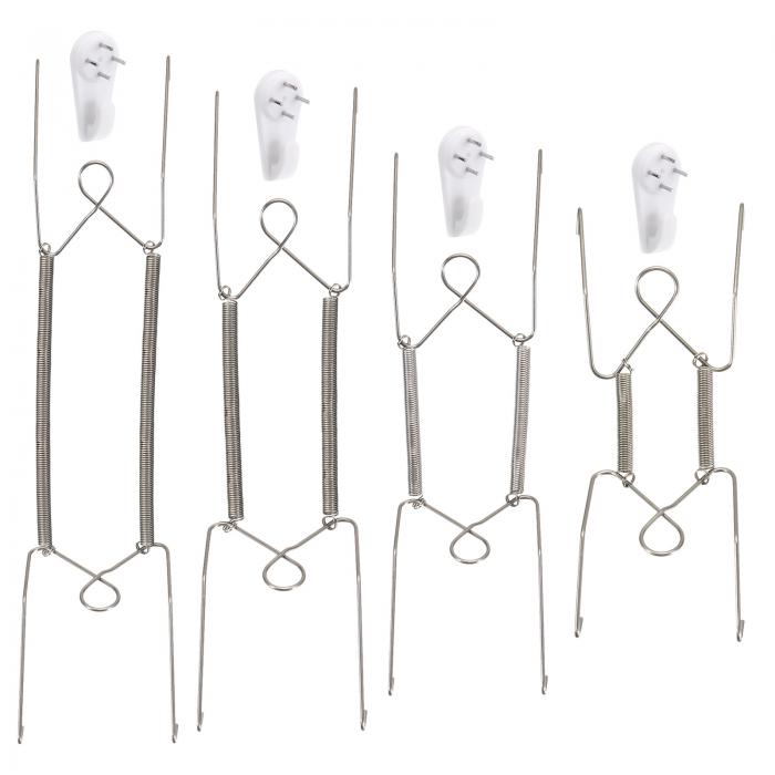 プレートハンガー 135 mm 180 mm 220 mm 255 mm ステンレス鋼 不可視 壁掛けプレートハンガー 16個壁掛けフック付き 装飾プレート用 シルバー 16ピース