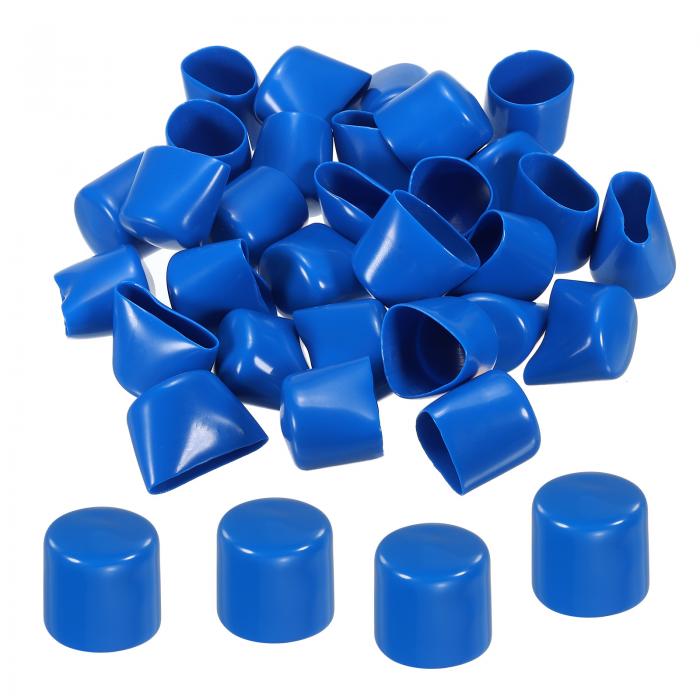 ゴムエンドキャップカバー 28 mm ビニール ねじプロテクター ラウンド PVC 真空キャップ ネジ ボルト パイプ用 ブルー 30個