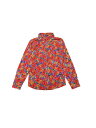 Allegra K 花柄シャツ ブラウス 長袖 おしゃれ ボタンダウン 通勤 オフィス カジュアル レディース オレンジ XL