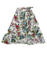 Allegra K スリットスカート 花柄プリント フリル タイノット ビーチ ラップ ミディ サンマー ホリデー レディース ホワイト XL
