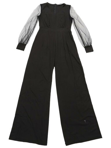 Allegra K ジャンプスーツ ワイドレッグ ロンパース エレガント V ネック メッシュ長袖 ルーズ パーティー レディース ブラック M Allegra K ジャンプスーツ ワイドレッグ ロンパース エレガント V ネック メッシュ長袖 ルーズ パーティー レディース ブラック M
