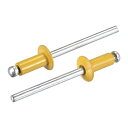 ブラインドリベット 4 mm x 8 mm アルミニウム オープンエンドフラット ラウンドヘッドリベット 金属プレートの接合用 ゴールドトーン 100個入り