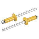 ブラインドリベット 4 mm x 10 mm アルミニウム オープンエンドフラット ラウンドヘッドリベット 金属プレートの接合用 ゴールドトーン 25個入り