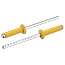 ブラインドリベット アルミニウム オープンエンド フラットラウンドヘッドリベット メタルプレートレザーの結合用 3.2 mm x 13 mm ゴールドトーン 200個