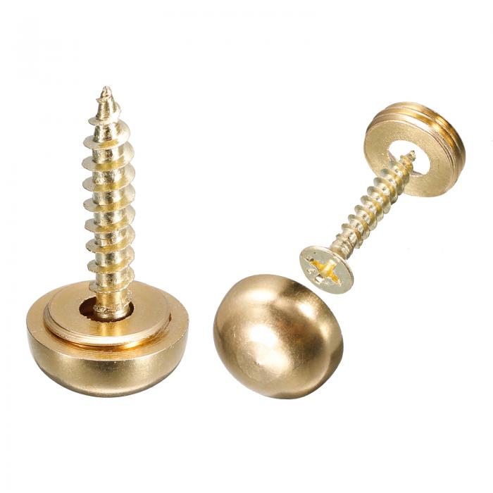 飾りネジ キャップ付き 13 mm直径 真鍮ミラーネジ ミラー固定ネジファスナー 鏡テーブル家具用 ゴール..