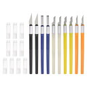 1セット (10個) 美工刀セット 5種 ブレード アマチュア 趣味 カッター プラスチックボックス付き スクラップブッキング ステンシル DIY 精度 クラフト用 ホワイト ブラック イエロー オレンジ ブルー