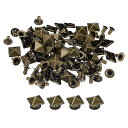 リベット 10 mm ピラミッドラピッドリベット スタッズ 正方形 パンク レザークラフト装飾 衣類 ベルト バッグ 靴用 ブロンズトーン 100セット