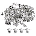 リベット 7 mm ピラミッドラピッドリベット スタッズ 正方形 パンク レザークラフト装飾 衣類 ベルト バッグ 靴用 シルバートーン 100セット