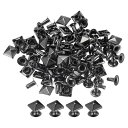 リベット 7 mm ピラミッドラピッドリベット スタッズ 正方形 パンク レザークラフト装飾 衣類 ベルト バッグ 靴用 ガンブラック 100セット