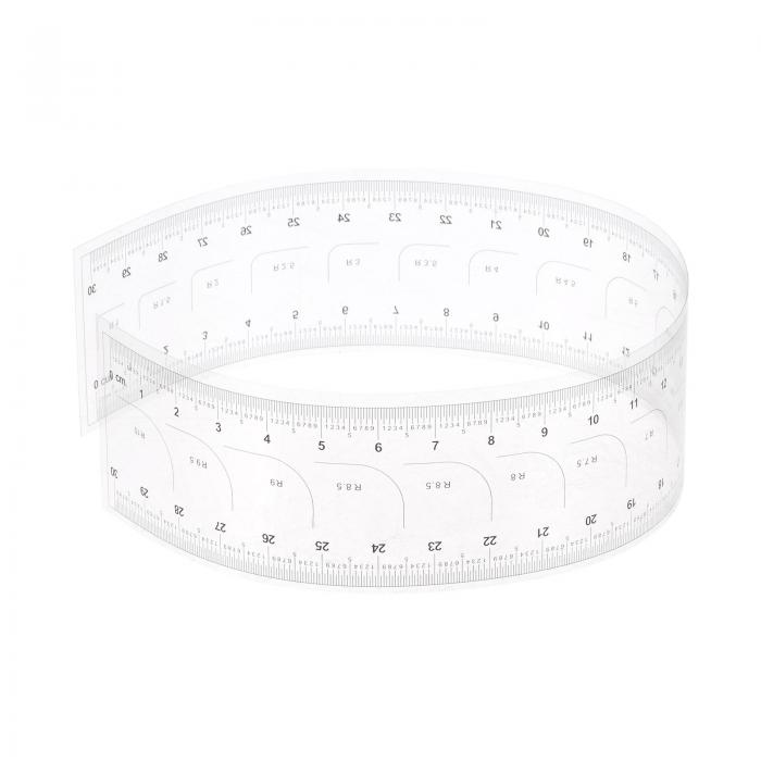 フィルムフレキシブル定規 0.5 mmスケール Rアングル付き PETプラスチックカバー 折りたたみ式ストレート定規 キャリブレーションソフト定規 工場用 測定ツール 透明