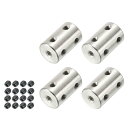 PATIKIL リジッドカップリング モーターシャフトジョイントコネクタ シャフトカプラーコネクター L22 x D14 3.17mm - 3.17mmボア ステンレス鋼 ねじ付 3Dプリンター用 シルバー 4個入り(4)
