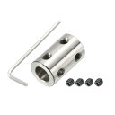 PATIKIL 剛性カプラー 剛性シャフトカプラー モーターシャフトジョイントコネクタ L22 x D14 5mm - 8mmボア ステンレス鋼 ねじ付 レンチ付 3Dプリンター用 シルバー 1個入り(4)