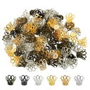 PATIKIL フラワービーズキャップ 花座 花のビーズキャップ 100個 15x12mm 中空 メタル イヤリングブレスネックレスDIY用 多色