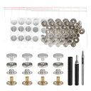 24セット レザースナップファスナーキット10mmメタルスナップボタンプレススタッドレザーリベットスナップ 3つ セッターツール付き 服 ジャケット ジーンズ バッグ用 シルバートーン
