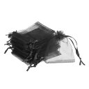 PATIKIL オーガンザバッグ キャンディバッグ オーガンザギフトバッグ 50個 9 x 7cm 引きひも ミニ 結婚式パーティー装飾用 ブラック