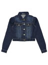 Allegra K デニムジャケット ジージャン Gジャン パフスリーブ クロップド ショート丈 軽量 コットン レディース ブルーブラック XL