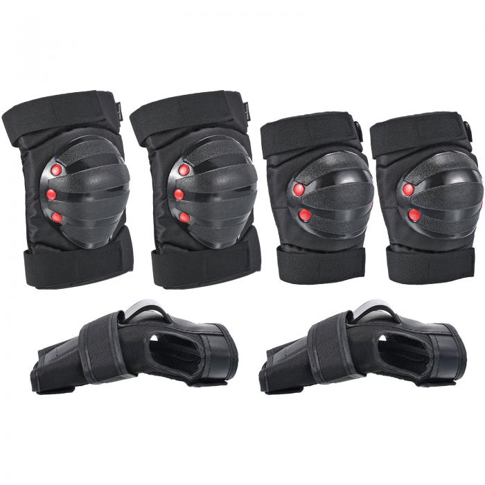 PATIKIL Lサイズ 大人 若者用膝パッド 肘パッド リストガード 3合1保護具セット ローラーサイクリング スケートボード BMXバイク インラインスケート スクーター乗馬用 ブラック