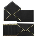 PATIKIL 200パックのA7封筒 金ボーダーのクリスマス封筒 5x7カード用のVフラップ封筒 オフィス ウェディングギフトカード 招待状 写真 卒業式用(ブラック)