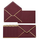 PATIKIL 200個 A7封筒 金色ボーダー付き クリスマス封筒 5x7カード用 Vフラップ封筒 オフィスウェディングギフトカード 招待状 写真 卒業式用 レッド
