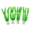 人工水草 水槽内装 水族館植物 プラスチック セラミック グリーン 4個入り フィッシュタンクの風景