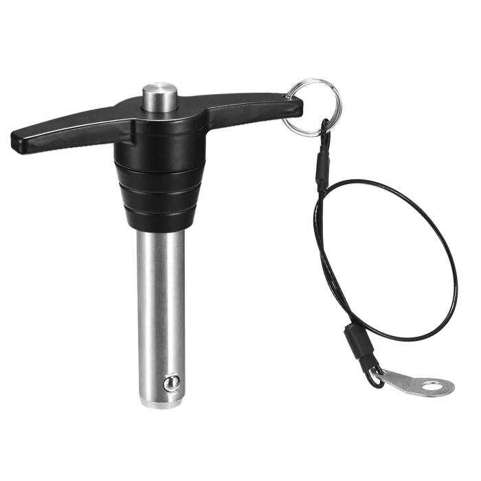 Tハンドルロックピン 16mmのピン径 50mmの使用長さ ステンレス鋼 押しボタン クイックリリースピン ランヤードケーブル付き (16mm-50mm)