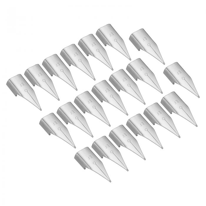 PATIKIL 0.38mm ライン幅 ペン先 ペンニブ 替えペン先 20個 極細 304ステンレス鋼 書道用 シルバー