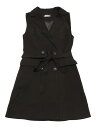 Allegra K ロングブレザー トレンチベスト ラペルカラー ダブルブレスト ノースリーブ レディース ブラック XL(4)