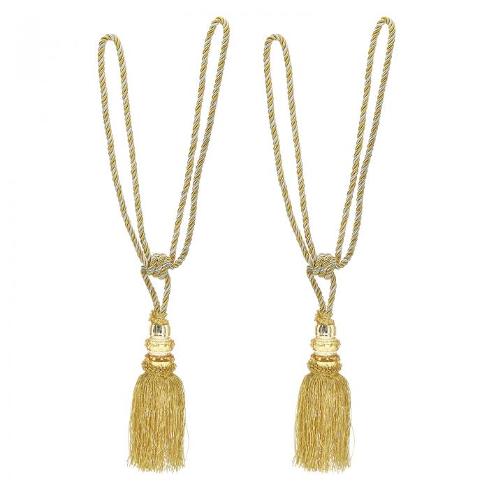 PATIKIL カーテンタイバック 2個セット 手作り水晶カーテンホールドバックロープ付き タッセル付き ホ..