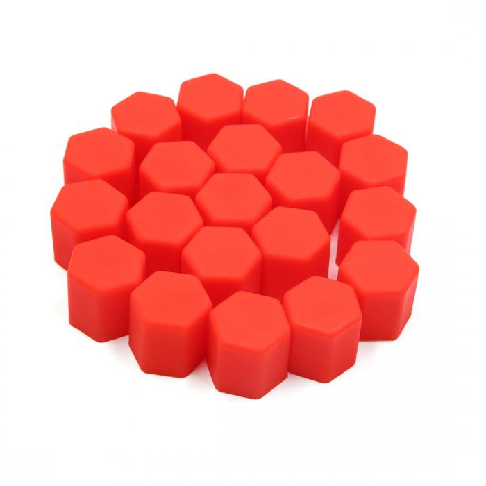 ホイールハブネジカバー ゴム カー ホイール タイア ナット ネジ ラグ 塵 カバー キャップ ハブ プロテクター レッド 20個入り15mm