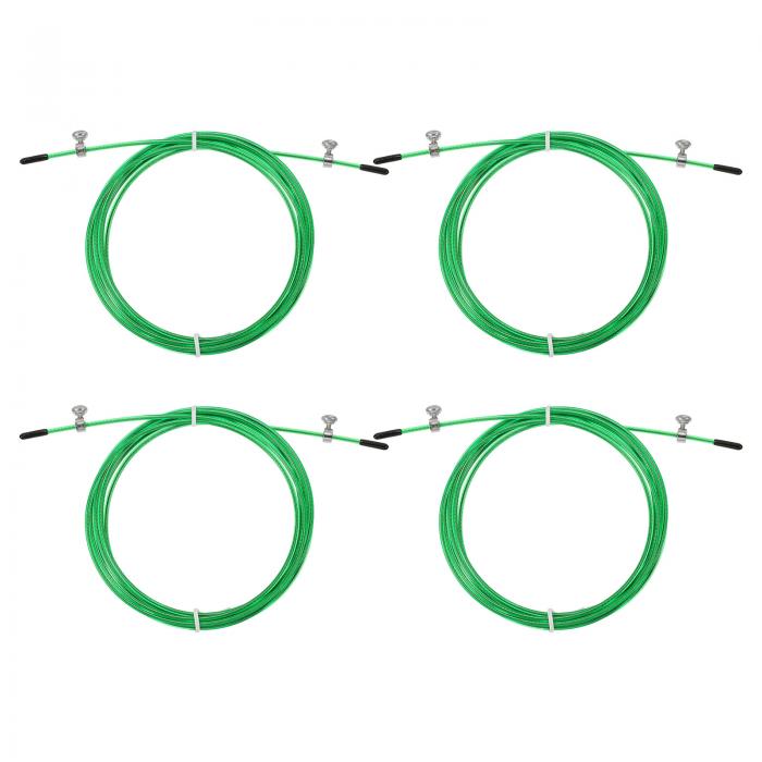 商品詳細 特徴 【属性1】カラー：緑、材質：スチールワイヤー、PVC、ワイヤー直径:2.5 mm、全長：3 M、パッキングリスト:4個 x スピード縄跳び用交換ケーブル、8個 x ネジ、8個 x ナット、8個 x ゴムスリーブ【属性2】利点：スチールワイヤーとPVC構造により、この縄跳び交換用ケーブルは強度、柔軟性、スピードを兼ね備え、優れた耐久性とねじれやもつれに対する耐性を備え、長期間のパフォーマンスを実現します。【属性3】指示：パッケージには取り付けネジとナットの付属品が付属しており、交換用縄跳びをハンドル(別売り)に簡単に取り付けることができ、工具は必要ありません。加重縄跳びは身長に合わせて快適な長さにカットできます。【属性4】応用：スピード縄跳び用に設計されたこの交換用ケーブルは、ホームジム、縄跳びクラブ、ジム、フィットネスセンター、屋外トレーニングスペースなど、さまざまな環境での使用に適しています。【属性5】注意: 縄跳びハンドルはパッケージに含まれません。【商品説明】スピード縄跳び用に設計されたこの交換用ケーブルは、ホームジム、縄跳びクラブ、ジム、フィットネスセンター、屋外トレーニングスペースなど、さまざまな環境での使用に適しています。仕様カラー：緑材質：スチールワイヤー、PVCワイヤー直径:2.5 mm全長：3 Mパッキングリスト:4個 x スピード縄跳び用交換ケーブル、8個 x ネジ、8個 x ナット、8個 x ゴムスリーブ利点スチールワイヤーとPVC構造により、この縄跳び交換用ケーブルは強度、柔軟性、スピードを兼ね備え、優れた耐久性とねじれやもつれに対する耐性を備え、長期間のパフォーマンスを実現します。指示パッケージには取り付けネジとナットの付属品が付属しており、交換用縄跳びをハンドル(別売り)に簡単に取り付けることができ、工具は必要ありません。加重縄跳びは身長に合わせて快適な長さにカットできます。注意: 縄跳びハンドルはパッケージに含まれません。 注意書き ■商品の色及びサイズは、撮影状況やPC環境により多少異なって見える場合がございます。 ■サイズは目安です。商品により若干の誤差がございます。 ■メーカーの都合により、商品細部のデザインや素材が予告無く変更される場合がございます。
