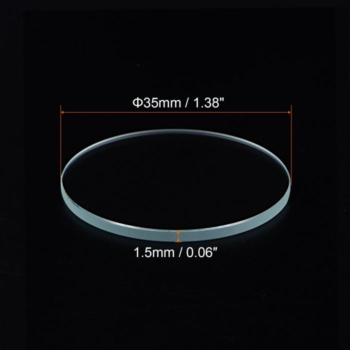 ARコーティングウォッチレンズ 35mmx1.5mm ラウンドフラットミネラルウォッチ水晶ガラス 3個