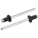ブラインドリベット アルミニウム オープンエンド フラットラウンドヘッドリベット メタルプレートレザーの結合用 3.2 mm x 5 mm ブラック 200個