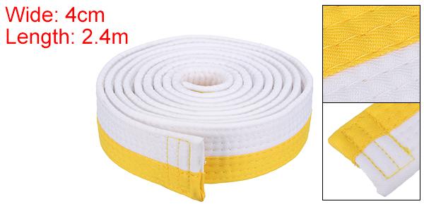 PATIKIL テコンドー有段者用カラー ランキングベルト 1.6"x7.9Ft 2.4m ポリエステル製武道柔道空手ベルト コーチ指導練習用 白と黄色