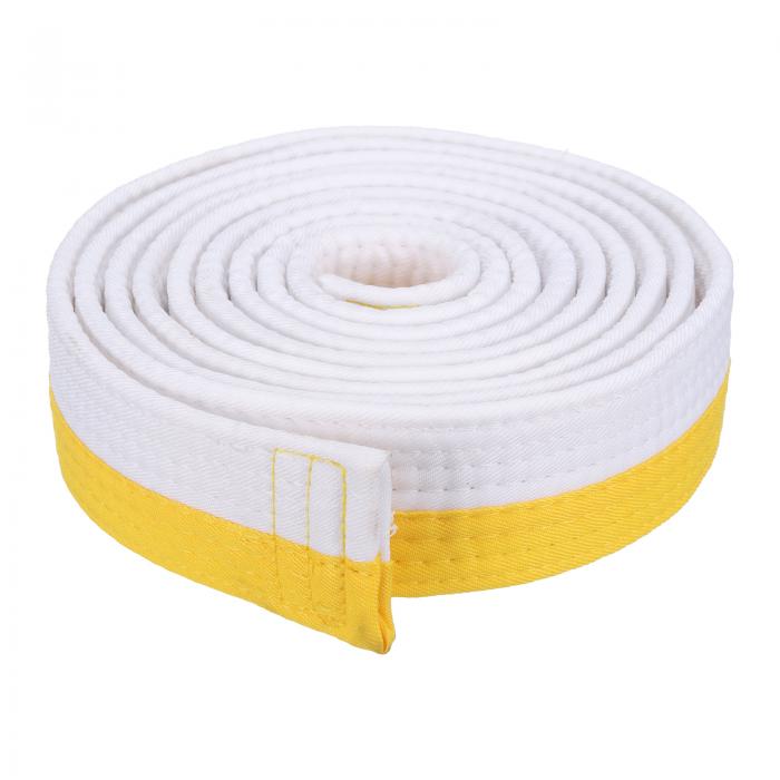 PATIKIL テコンドー有段者用カラー ランキングベルト 1.6"x7.9Ft 2.4m ポリエステル製武道柔道空手ベルト コーチ指導練習用 白と黄色