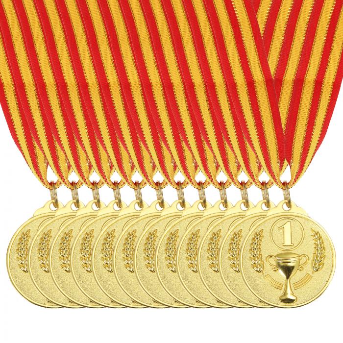 PATIKIL 5cm金賞メダル 12個入りオリンピックスタイルの勝者 表彰メダル 1位 ネックリボン付き ゲーム スポーツ競技用