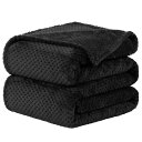 Soft Mesh Flannel Fleece Blanket Plush Black 66