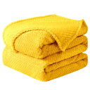 Soft Mesh Flannel Fleece Blanket Plush Yellow 50