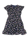Allegra K フリルドレス ワンピース フリルスリーブ セルフタイ Vネック アバブニーシフォン Aライン 花柄 女性 レディース ネイビーブルー M(4)