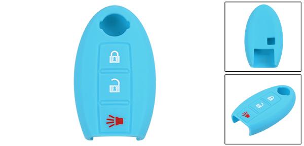 ソウテン 車のリモートキーカバー リモートキーケース シリコーン 3つボタン ブルー 日産のティアナに適用