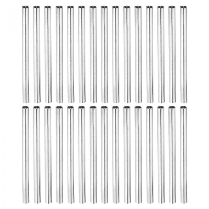 円形接続ナット 丸いカップリングナット M4x0.7mm メススレッド 70mmスレッド 円形 スリーブ 連結ロッド スタッド チューブ ナット ハードウェアファスナー シルバー 30個入り