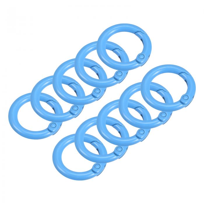 ラウンドスプリングOリング 24 mm トリガーバックルスナップ バッグ 財布 キーホルダー用 ブルー 10個入り