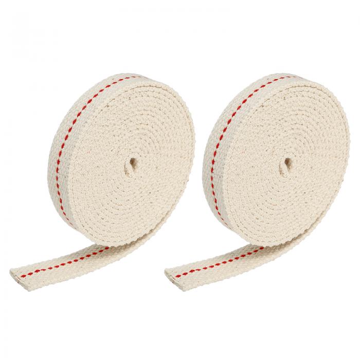 オイルランプウイック コットン製 フラット レッド オイルランタンライト用 幅15 mm 長さ2 M 2ロール入