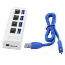 USB 3.0スプリッタ USBケーブル プラスチック 金属 ホワイト ブラック(2)