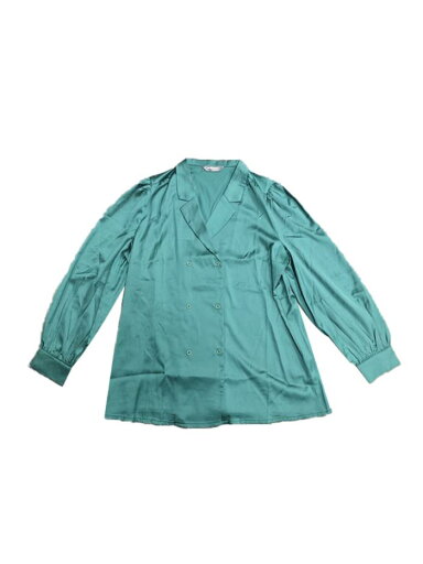 Allegra K ワーク ビジネス カジュアル ボタンダウン シャツ レディース サテン 長袖 ブラウス グリーン XS Allegra K ワーク ビジネス カジュアル ボタンダウン シャツ レディース サテン 長袖 ブラウス グリーン XS