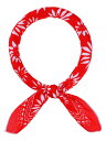 Elerevyo Women's Floral Printed Blended Cotton Scarves, 21.7x21.7" Small Square Flowers Headscarf Neckerchief Abstract Flower-2-Red