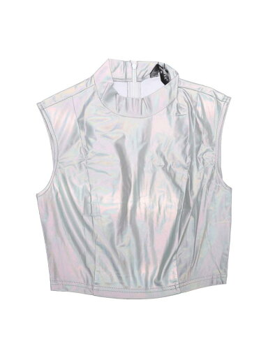 Allegra K ノースリーブトップス クロップ キャミソール シャイニー ベスト メタリック パーティー レディース シルバー XL Allegra K ノースリーブトップス クロップ キャミソール シャイニー ベスト メタリック パーティー レディース シルバー XL